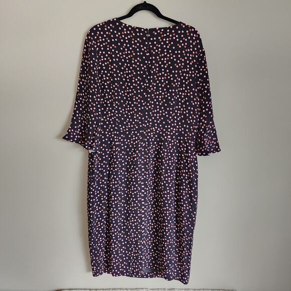 Boden Plus Size 3/4 Flutter Sleeve Black Polka Dot Delia Sheath Dress Size 16 - Picture 3 of 14